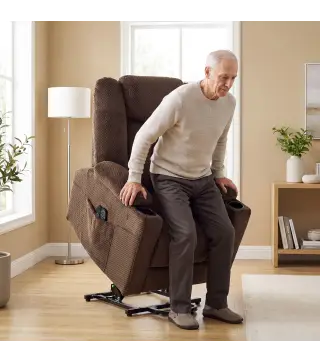 Sillón Relax Reclinable Eléctrico Levanta Personas Mayores con Masaje Calor Portavasos Mando Bolsillos Marrón Oscuro