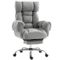 Silla de Oficina Ergonómica con Reposapiés Reposabrazos y Respaldo Alto Abatibles Reclinable 135° Altura Ajustable Gris