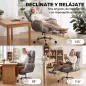 Silla de Oficina Ergonómica con Reposapiés Reposabrazos y Respaldo Alto Abatibles Reclinable 135° Altura Ajustable Gris Silla de Oficina Ergonómica con Reposapiés Reposabrazos y Respaldo Alto Abatibles Reclinable 135° Altura Ajustable Gris