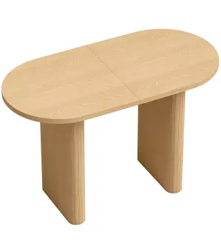 Mesa de Comedor Ovalada Rústica para 4 Personas Tablero Grueso y Patas de Pedestal Tipo Tambor 120x60x76 cm Roble
