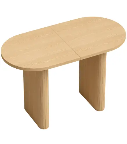 Mesa de Comedor Ovalada Rústica para 4 Personas Tablero Grueso y Patas de Pedestal Tipo Tambor 120x60x76 cm Roble