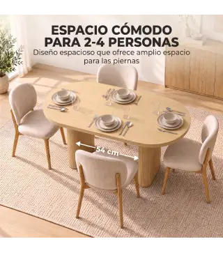 Mesa de Comedor Ovalada Rústica para 4 Personas Tablero Grueso y Patas de Pedestal Tipo Tambor 120x60x76 cm Roble