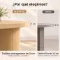 Mesa de Comedor Ovalada Rústica para 4 Personas Tablero Grueso y Patas de Pedestal Tipo Tambor 120x60x76 cm Roble