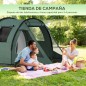 Tienda de Campaña para 3 Personas Impermeable PU2000 mm Protección UV30+ con Bolsa de Transporte 475x264x172 cm Verde