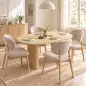 Mesa de Comedor Ovalada Rústica para 4 Personas Tablero Grueso y Patas de Pedestal Tipo Tambor 120x60x76 cm Roble