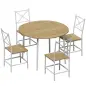 Conjunto de Comedor con Mesa Plegable y 4 Sillas Apilables para 4 Personas Roble y Blanco