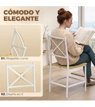 Conjunto de Comedor con Mesa Plegable y 4 Sillas Apilables para 4 Personas Roble y Blanco