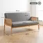 Sofá de 3 Plazas Tapizado en Lino con Detalles Ratán Sintético Estructura de Madera Carga 330 kg 149x77x77 cm Gris Sofá de 3 Plazas Tapizado en Lino con Detalles Ratán Sintético Estructura de Madera Carga 330 kg 149x77x77 cm Gris