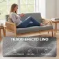 Sofá de 3 Plazas Tapizado en Lino con Detalles Ratán Sintético Estructura de Madera Carga 330 kg 149x77x77 cm Gris Sofá de 3 Plazas Tapizado en Lino con Detalles Ratán Sintético Estructura de Madera Carga 330 kg 149x77x77 cm Gris