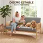 Sofá de 3 Plazas Tapizado en Lino con Detalles Ratán Sintético Estructura de Madera Carga 330 kg 149x77x77 cm Gris Sofá de 3 Plazas Tapizado en Lino con Detalles Ratán Sintético Estructura de Madera Carga 330 kg 149x77x77 cm Gris