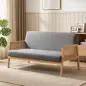 Sofá de 3 Plazas Tapizado en Lino con Detalles Ratán Sintético Estructura de Madera Carga 330 kg 149x77x77 cm Gris Sofá de 3 Plazas Tapizado en Lino con Detalles Ratán Sintético Estructura de Madera Carga 330 kg 149x77x77 cm Gris