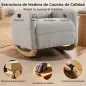 Silla Mecedora de Pana con Respaldo Alto Patas de Madera Bolsillos Reposabrazos Estilo Moderno Gris Claro Silla Mecedora de Pana con Respaldo Alto Patas de Madera Bolsillos Reposabrazos Estilo Moderno Gris Claro