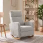 Silla Mecedora de Pana con Respaldo Alto Patas de Madera Bolsillos Reposabrazos Estilo Moderno Gris Claro Silla Mecedora de Pana con Respaldo Alto Patas de Madera Bolsillos Reposabrazos Estilo Moderno Gris Claro