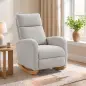 Silla Mecedora de Pana con Respaldo Alto Patas de Madera Bolsillos Reposabrazos Estilo Moderno Gris Claro Silla Mecedora de Pana con Respaldo Alto Patas de Madera Bolsillos Reposabrazos Estilo Moderno Gris Claro
