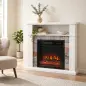 Chimenea Eléctrica Decorativa 1800W con Repisa Efecto Llama 5 Brillos Termostato Temporizador Mando Blanco