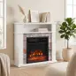 Chimenea Eléctrica Decorativa 1800W con Repisa Efecto Llama 5 Brillos Termostato Temporizador Mando Blanco Chimenea Eléctrica Decorativa 1800W con Repisa Efecto Llama 5 Brillos Termostato Temporizador Mando Blanco