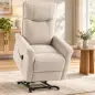Sillón Relax Reclinable Eléctrico Levanta Personas 155° de Chenilla con Mando Asiento de Muelles Reposapiés Crema