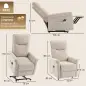 Sillón Relax Reclinable Eléctrico Levanta Personas 155° de Chenilla con Mando Asiento de Muelles Reposapiés Crema