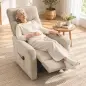 Sillón Relax Reclinable Eléctrico Levanta Personas 155° de Chenilla con Mando Asiento de Muelles Reposapiés Crema