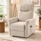 Sillón Relax Reclinable Eléctrico Levanta Personas 155° de Chenilla con Mando Asiento de Muelles Reposapiés Crema