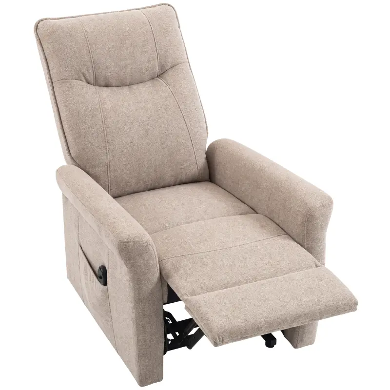 Sillón Relax Reclinable Eléctrico Levanta Personas 155° de Chenilla con Mando Asiento de Muelles Reposapiés Marrón