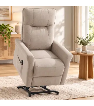 Sillón Relax Reclinable Eléctrico Levanta Personas 155° de Chenilla con Mando Asiento de Muelles Reposapiés Marrón
