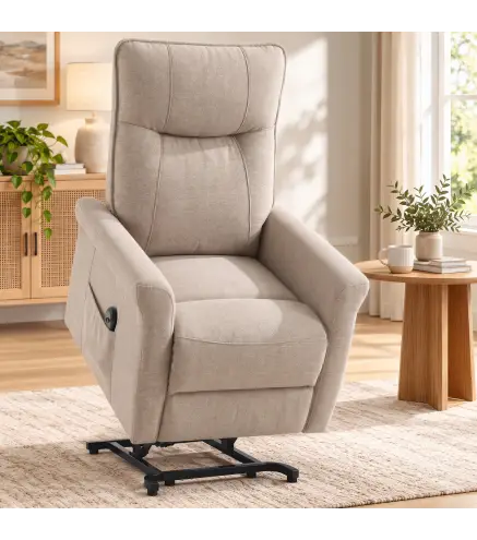 Sillón Relax Reclinable Eléctrico Levanta Personas 155° de Chenilla con Mando Asiento de Muelles Reposapiés Marrón