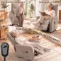 Sillón Relax Reclinable Eléctrico Levanta Personas 155° de Chenilla con Mando Asiento de Muelles Reposapiés Marrón