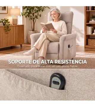 Sillón Relax Reclinable Eléctrico Levanta Personas 155° de Chenilla con Mando Asiento de Muelles Reposapiés Marrón