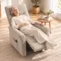 Sillón Relax Reclinable Eléctrico Levanta Personas 155° de Chenilla con Mando Asiento de Muelles Reposapiés Marrón