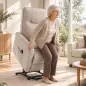 Sillón Relax Reclinable Eléctrico Levanta Personas 155° de Chenilla con Mando Asiento de Muelles Reposapiés Marrón