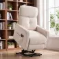 Sillón Relax Reclinable Eléctrico Levanta Personas con 2 Puntos Masaje Asiento con Muelles Reposapiés de Chenilla Crema