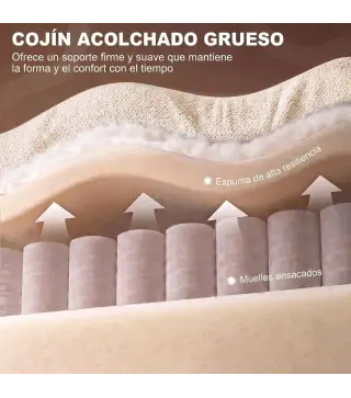 Sillón Relax Reclinable Eléctrico Levanta Personas con 2 Puntos Masaje Asiento con Muelles Reposapiés de Chenilla Crema