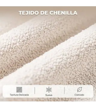 Sillón Relax Reclinable Eléctrico Levanta Personas con 2 Puntos Masaje Asiento con Muelles Reposapiés de Chenilla Crema