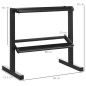 Estante para Mancuernas de 2 Niveles Soporte de Almacenamiento para Mancuernas Acero Carga 270 kg 94x52,5x82 cm Negro