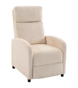 Sillón Relax Reclinable de Pana hasta 135° Reposapiés Respaldo Alto Acolchado Grueso Montaje Fácil para Salón Beige