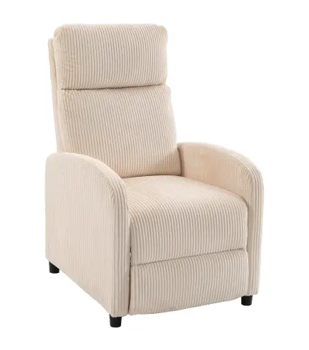Sillón Relax Reclinable de Pana hasta 135° Reposapiés Respaldo Alto Acolchado Grueso Montaje Fácil para Salón Beige