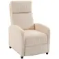 Sillón Relax Reclinable de Pana hasta 135° Reposapiés Respaldo Alto Acolchado Grueso Montaje Fácil para Salón Beige