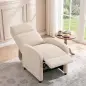Sillón Relax Reclinable de Pana hasta 135° Reposapiés Respaldo Alto Acolchado Grueso Montaje Fácil para Salón Beige