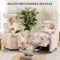 Sillón Relax Reclinable de Pana hasta 135° Reposapiés Respaldo Alto Acolchado Grueso Montaje Fácil para Salón Beige