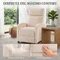 Sillón Relax Reclinable de Pana hasta 135° Reposapiés Respaldo Alto Acolchado Grueso Montaje Fácil para Salón Beige