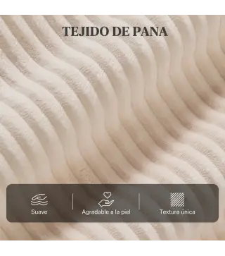 Sillón Relax Reclinable de Pana hasta 135° Reposapiés Respaldo Alto Acolchado Grueso Montaje Fácil para Salón Beige
