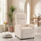 Sillón Relax Reclinable de Pana hasta 135° Reposapiés Respaldo Alto Acolchado Grueso Montaje Fácil para Salón Beige