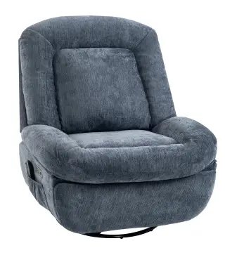 Sillón Relax Reclinable Eléctrico con Calor Lumbar Masaje Giro y Balanceo Reposapiés Asiento Extraancho Puerto USB Azul