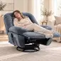 Sillón Relax Reclinable Eléctrico con Calor Lumbar Masaje Giro y Balanceo Reposapiés Asiento Extraancho Puerto USB Azul Sillón Relax Reclinable Eléctrico con Calor Lumbar Masaje Giro y Balanceo Reposapiés Asiento Extraancho Puerto USB Azul