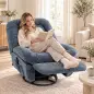 Sillón Relax Reclinable Eléctrico con Calor Lumbar Masaje Giro y Balanceo Reposapiés Asiento Extraancho Puerto USB Azul Sillón Relax Reclinable Eléctrico con Calor Lumbar Masaje Giro y Balanceo Reposapiés Asiento Extraancho Puerto USB Azul