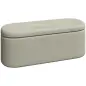 Banco de Almacenaje Puff Almacenaje Tapizado en Lino Tapa Cierre Suave Diseño Ovalado Carga 220 kg 116x42x44 cm Gris
