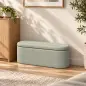 Banco de Almacenaje Puff Almacenaje Tapizado en Lino Tapa Cierre Suave Diseño Ovalado Carga 220 kg 116x42x44 cm Gris
