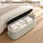 Banco de Almacenaje Puff Almacenaje Tapizado en Lino Tapa Cierre Suave Diseño Ovalado Carga 220 kg 116x42x44 cm Gris Banco de Almacenaje Puff Almacenaje Tapizado en Lino Tapa Cierre Suave Diseño Ovalado Carga 220 kg 116x42x44 cm Gris