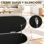 Banco de Almacenaje Puff Almacenaje Tapizado en Lino Tapa Cierre Suave Diseño Ovalado Carga 220 kg 116x42x44 cm Gris Banco de Almacenaje Puff Almacenaje Tapizado en Lino Tapa Cierre Suave Diseño Ovalado Carga 220 kg 116x42x44 cm Gris